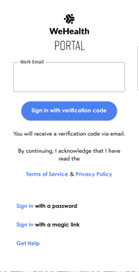 Wehealth Portal Sign in with verification code 1